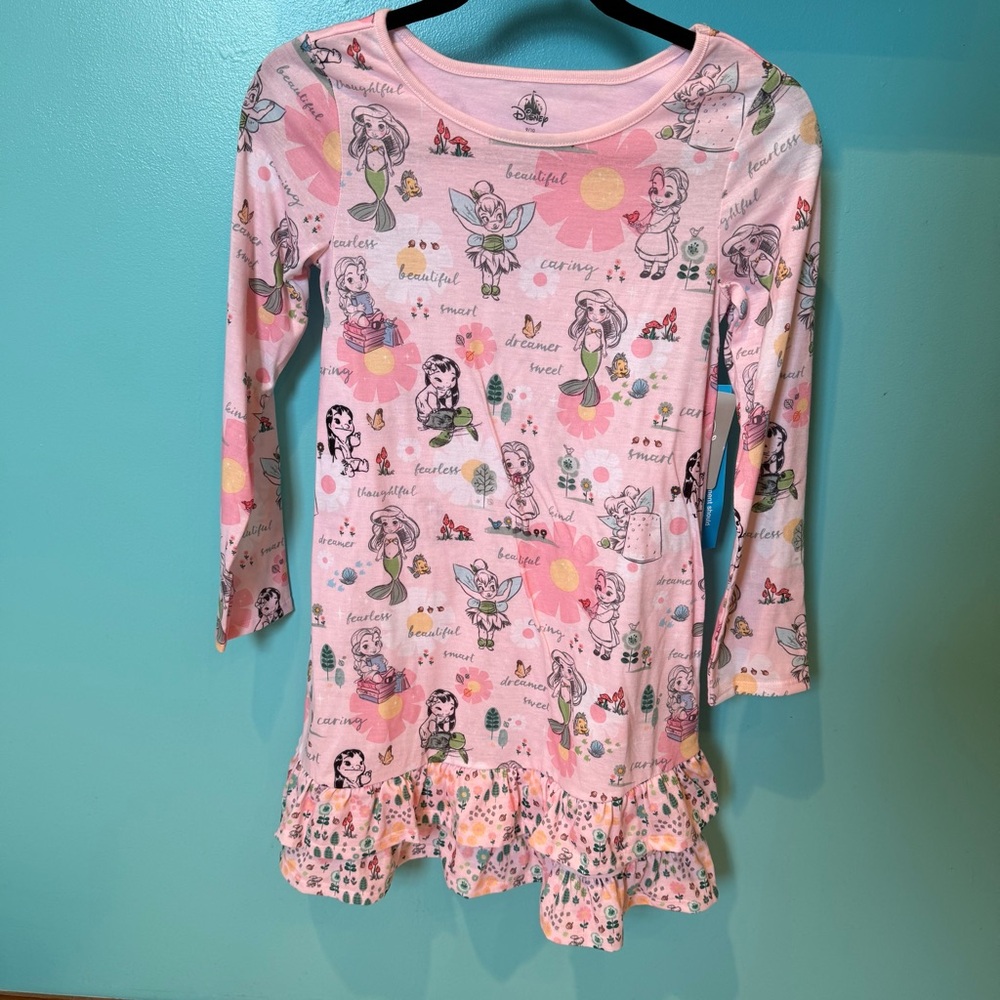 Pink Long-Sleeve Dress Featuring Multiple Disney Princess